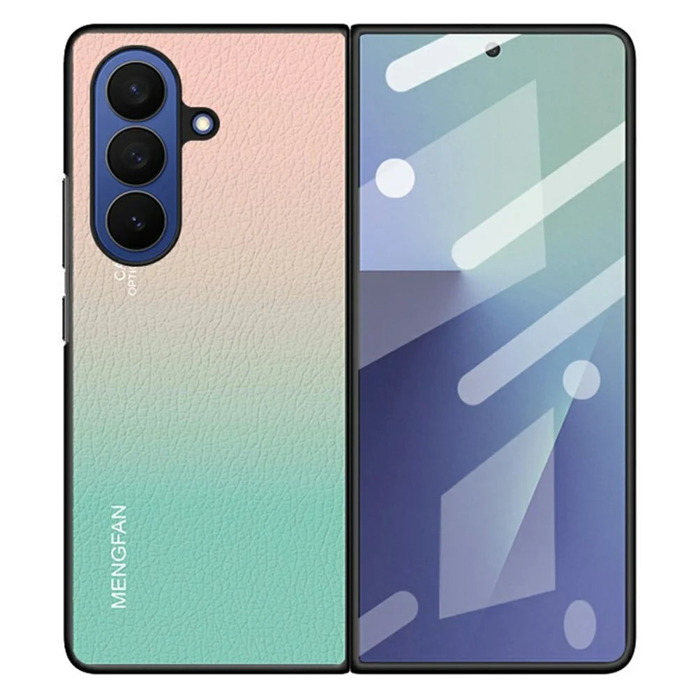 For Samsung Galaxy Z Fold7 5G Case Gradient Color PU+PC Hybrid Phone Cover - Orange  /  Green - 1