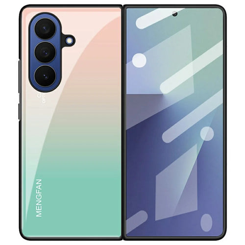 For Samsung Galaxy Z Fold7 5G Case Gradient Color Tempered Glass + PC + TPU Hybrid  Phone Cover - Orange  /  Green - 1