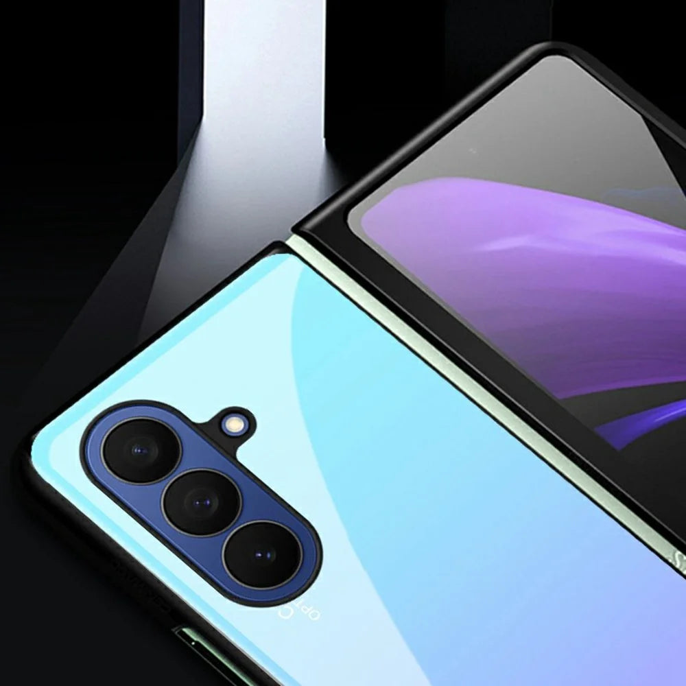 For Samsung Galaxy Z Fold7 5G Case Gradient Color Tempered Glass + PC + TPU Hybrid  Phone Cover - Orange  /  Green - 4