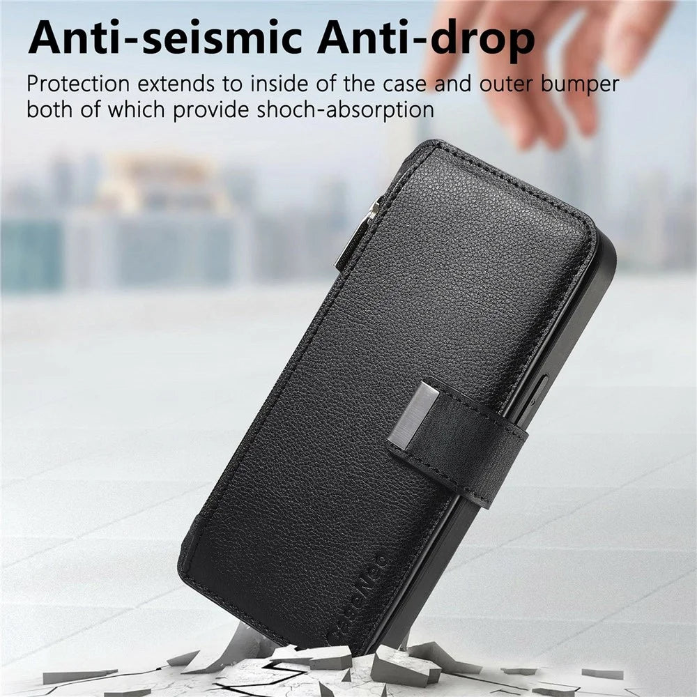 CASENEO MW-02 For Samsung Galaxy S26 Case Detachable Magnetic Leather Flip Cover - Black - 5