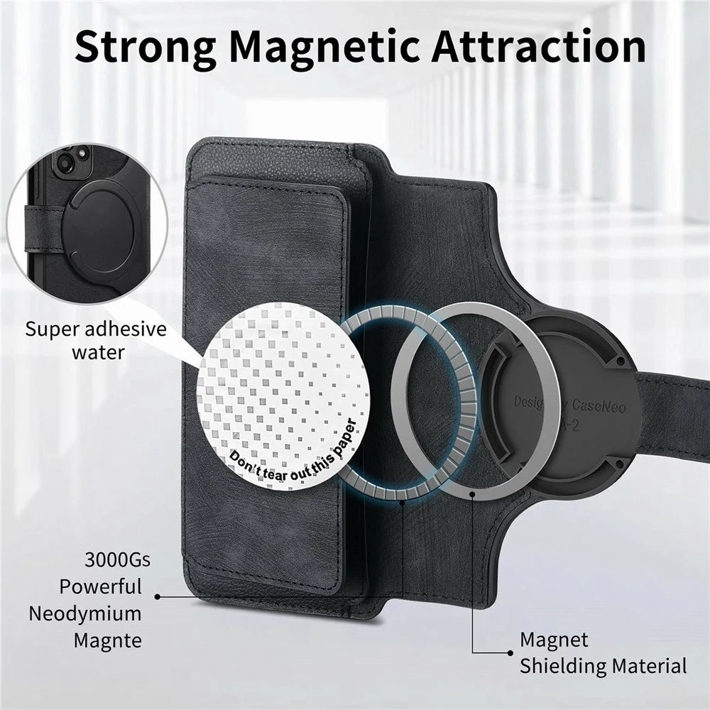 CASENEO MW-02 For Samsung Galaxy S26+ Case Detachable Magnetic Leather Flip Cover - Black - 7