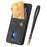 For Samsung Galaxy S26+ Case with Card Holder Kickstand Leather Phone Back Cover - Black - 2