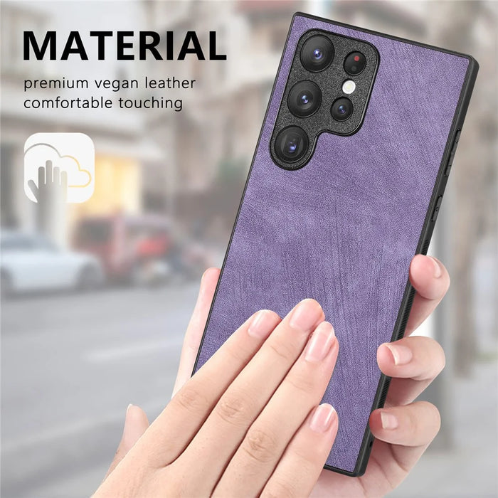 For Samsung Galaxy S26 Ultra Case Shockproof Slim Retro Leather Phone Back Cover - Purple - 5