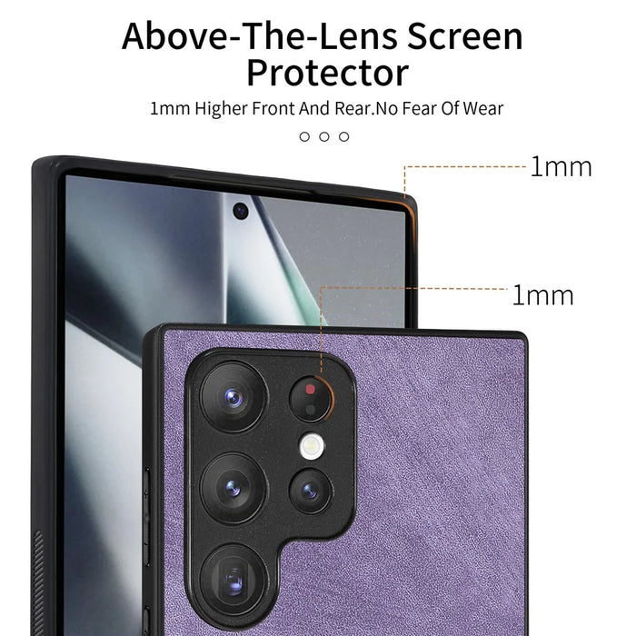 For Samsung Galaxy S26 Ultra Case Shockproof Slim Retro Leather Phone Back Cover - Purple - 7