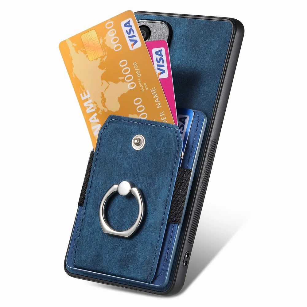 For Samsung Galaxy S26 Ultra Phone Case Leather Back Cover with Card Slots Kickstand - Blue - 5
