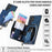 For Samsung Galaxy S26 Ultra PU Leather Phone Back Cover with Zipper Card Holder and Long Strap - Blue - 6