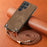 For Samsung Galaxy S26 Ultra Retro Leather Phone Back Cover with Adjustable Strap - Brown - 4