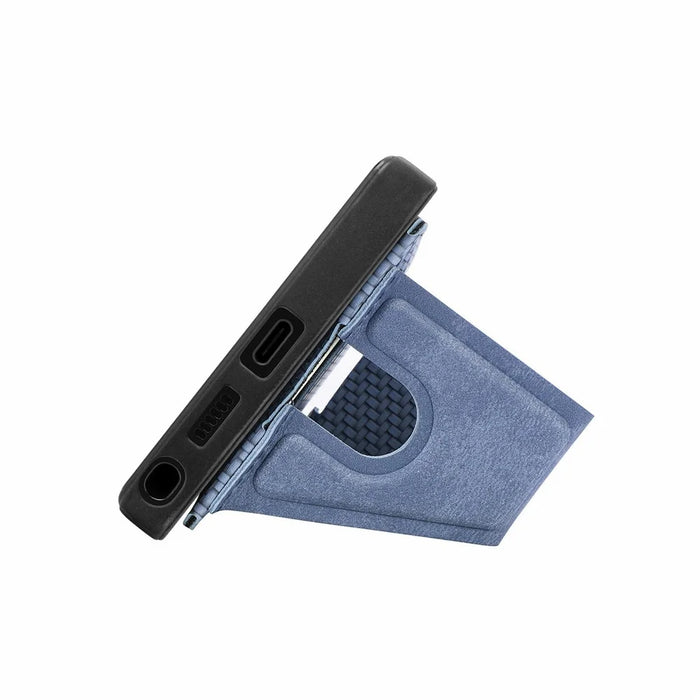 For Samsung Galaxy S26 Ultra K-Shaped Kickstand Case Leather Phone Back Cover - Blue - 3