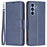 For Samsung Galaxy A54 5G Case Smooth Leather Wallet Stand Mobile Phone Cover with Strap - Blue - 1