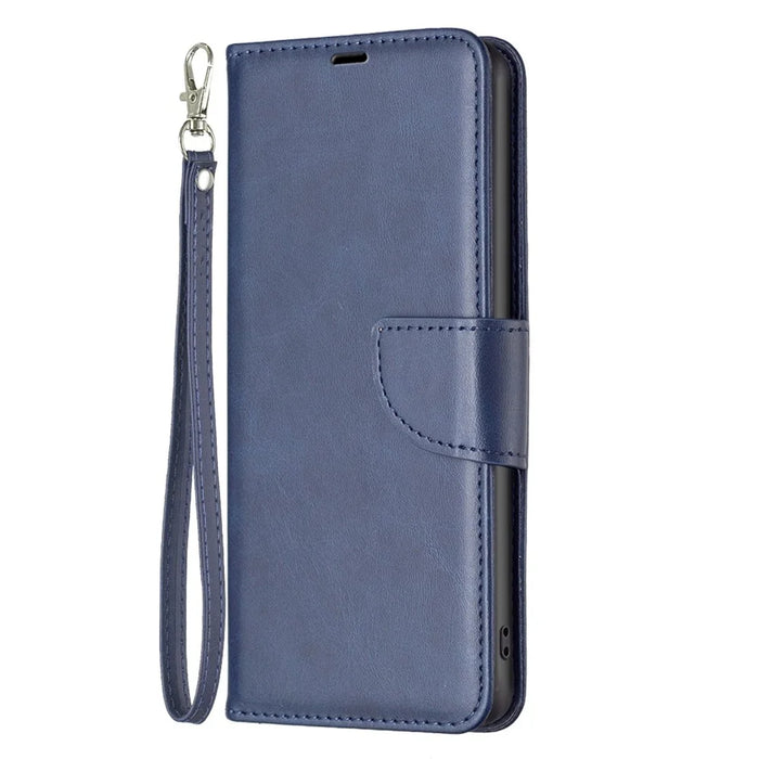 For Samsung Galaxy A54 5G Case Smooth Leather Wallet Stand Mobile Phone Cover with Strap - Blue - 6