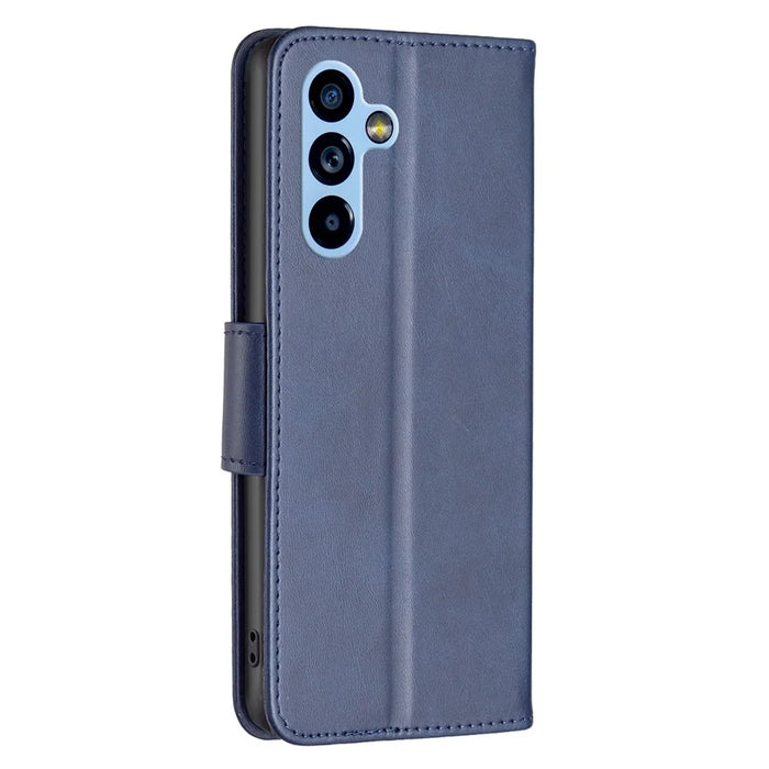 For Samsung Galaxy A54 5G Case Smooth Leather Wallet Stand Mobile Phone Cover with Strap - Blue - 7