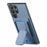 For Samsung Galaxy S26 Ultra Case with Card Holder Kickstand Fiber Pattern Leather Back Cover - Blue - 3