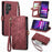 For Samsung Galaxy S26 Ultra Case Zipper Wallet Geometry Lines Leather Phone Cover with Strap - Red - 1