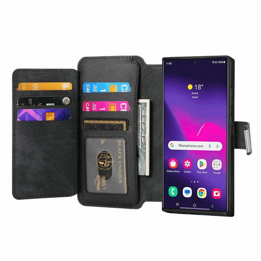 CASENEO MW-02 For Samsung Galaxy S26 Ultra Case Detachable Magnetic Leather Flip Cover - Black - 2