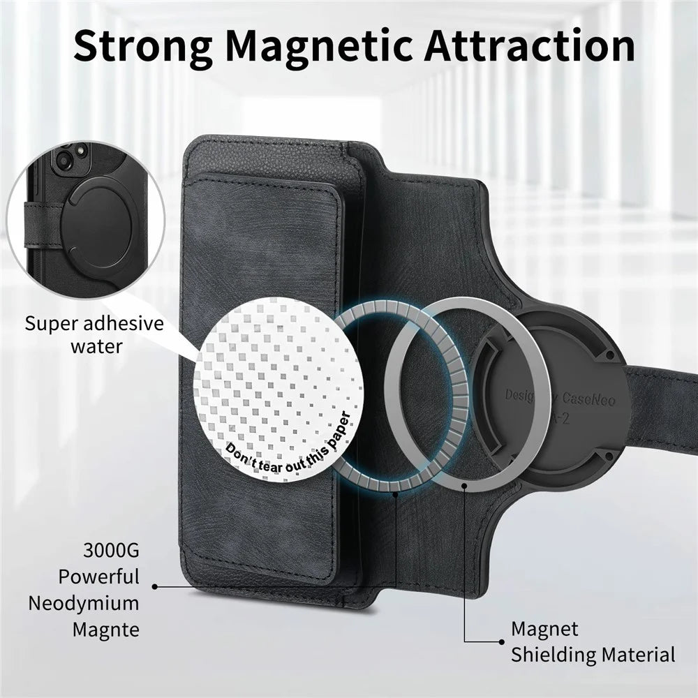 CASENEO MW-02 For Samsung Galaxy S26 Ultra Case Detachable Magnetic Leather Flip Cover - Black - 4