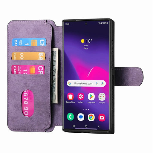 CASENEO MW-03 For Samsung Galaxy S26 Ultra Magnetic Case Detachable Leather Phone Wallet Cover - Purple - 2