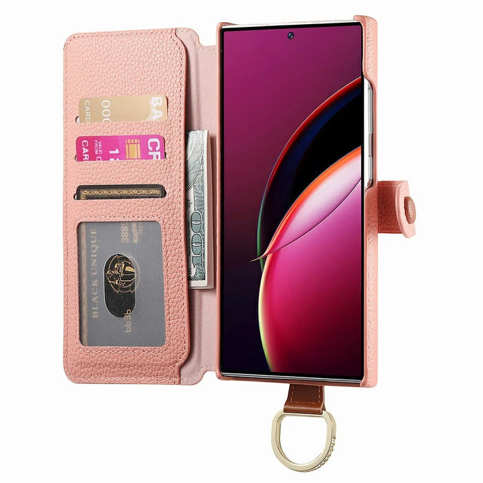 For Samsung Galaxy S26 Ultra Case RFID Blocking Zipper Wallet PU Leather Mobile Cover - Pink - 2