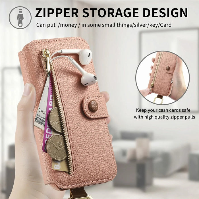 For Samsung Galaxy S26 Ultra Case RFID Blocking Zipper Wallet PU Leather Mobile Cover - Pink - 7