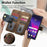For Samsung Galaxy S26 Ultra Leather Case Phone Back Cover with RFID Blocking Zipper Wallet Kickstand - Brown - 7