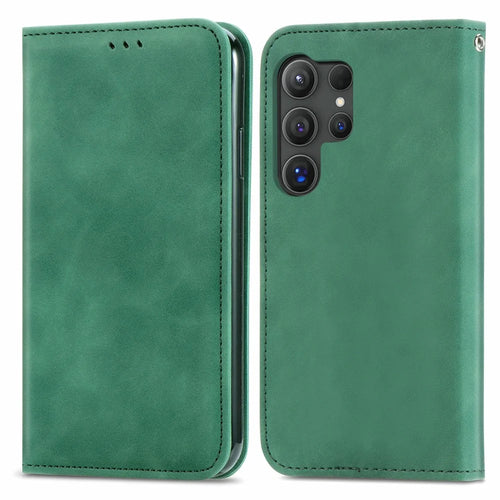 For Samsung Galaxy S26 Ultra Leather Case with Card Holder Magnetic Absorption Phone - Green - 1