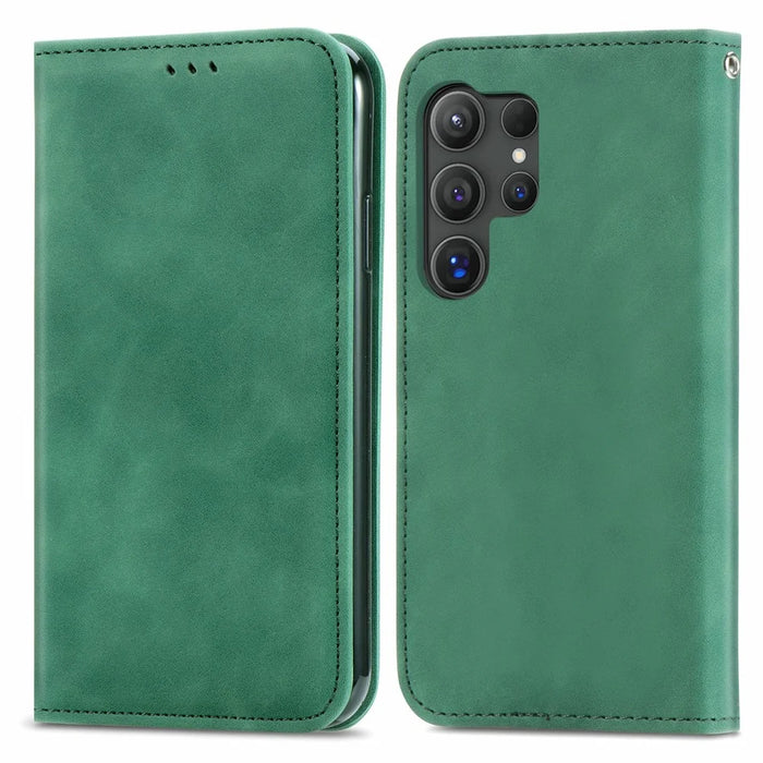 For Samsung Galaxy S26 Ultra Leather Case with Card Holder Magnetic Absorption Phone - Green - 1