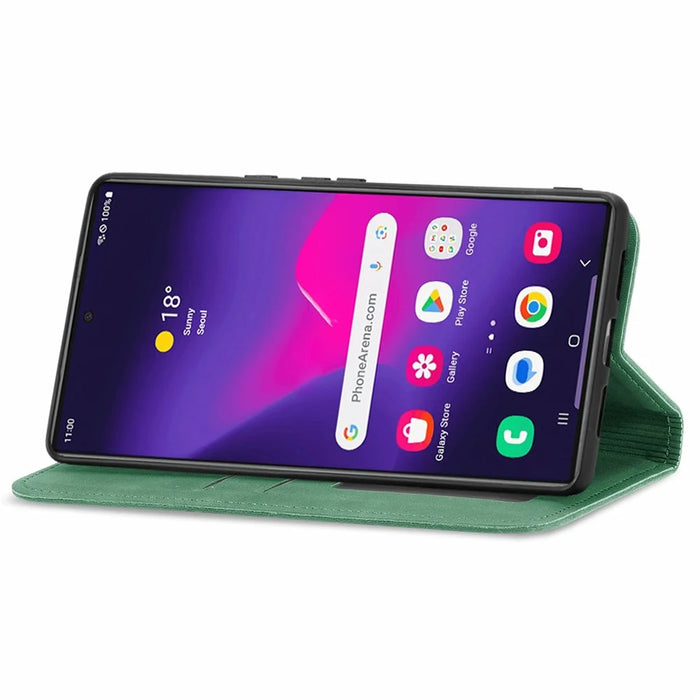 For Samsung Galaxy S26 Ultra Leather Case with Card Holder Magnetic Absorption Phone - Green - 3