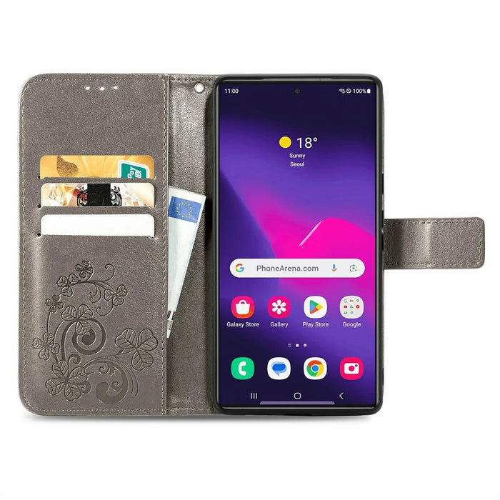 For Samsung Galaxy S26 Ultra Leather Case Four-Leaf Clover Wallet Phone Coverv - Grey - 2