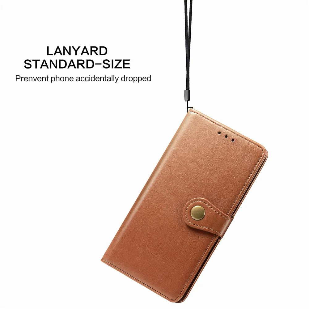 For Samsung Galaxy S26 Ultra Case Wallet Stand Leather Phone Cover with Wrist Strap - Brown - 7
