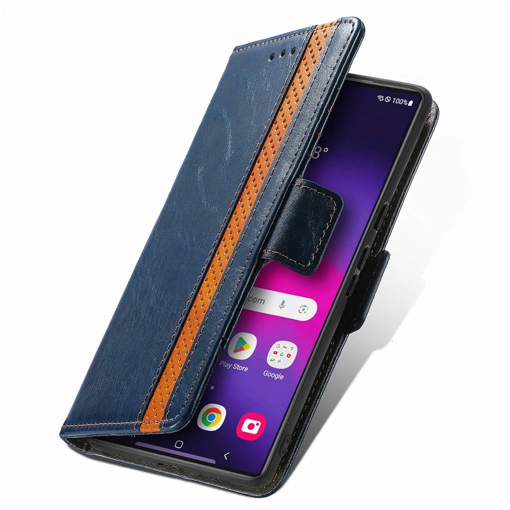 CASENEO For Samsung Galaxy S26 Ultra Phone Cases PU Leather Cover Stand with RFID Blocking Wallet - Dark Blue - 4