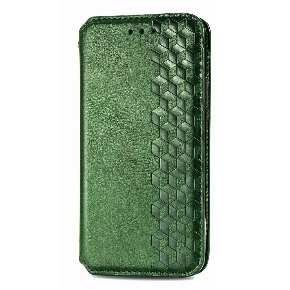 For Samsung Galaxy S26 Ultra Case Rhombus Imprint PU Leather Wallet Phone Cover - Green - 5