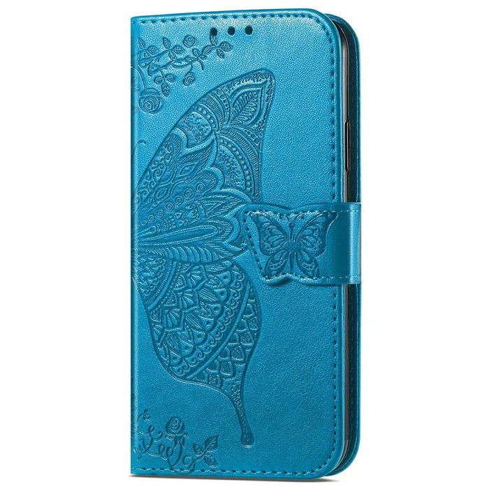 For Samsung Galaxy S26 Ultra Case with Strap Butterfly Pattern PU Leather Wallet Phone Cover - Blue - 5