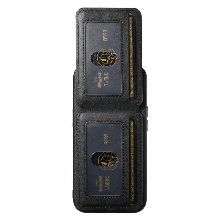 For Samsung Galaxy S26 Ultra Phone Case Cloth Texture Leather + PC + TPU Cover with RFID Blocking Card Holder - Black - 4