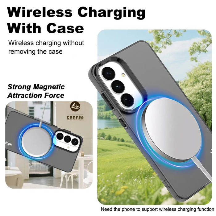 IMAK For Samsung Galaxy S26+ Magnetic Case Candy Color Anti Drop TPU + PET Back Cover - Black - 2