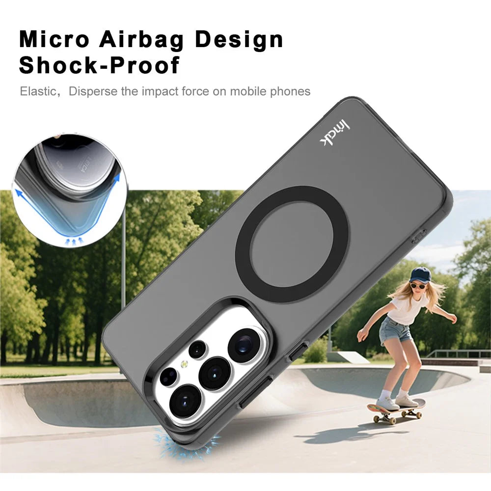 IMAK For Samsung Galaxy S26 Ultra Magnetic Case Candy Color Anti Drop TPU + PET Back Cover - Black - 3