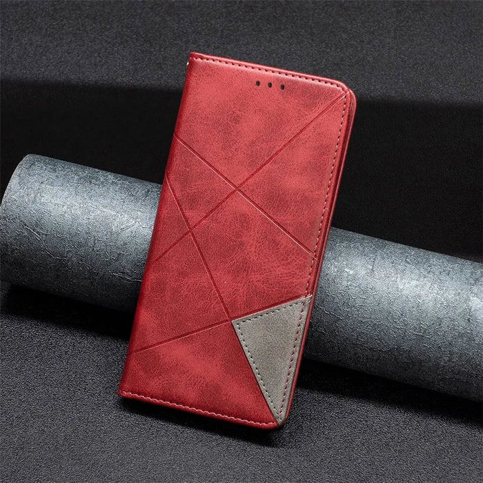 For Samsung Galaxy A54 5G Leather Case with Card Holder Imprinting Pattern Phone Stand Cover - Red - 5