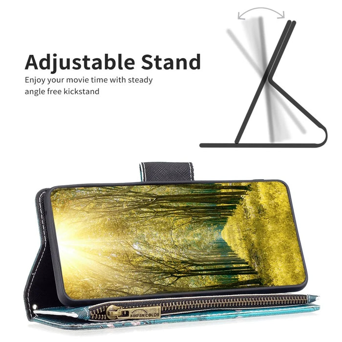 For Samsung Galaxy A54 5G Leather Case with Strap Pattern Printing Zipper Wallet Phone Stand Cover - Plum Blossom - 2