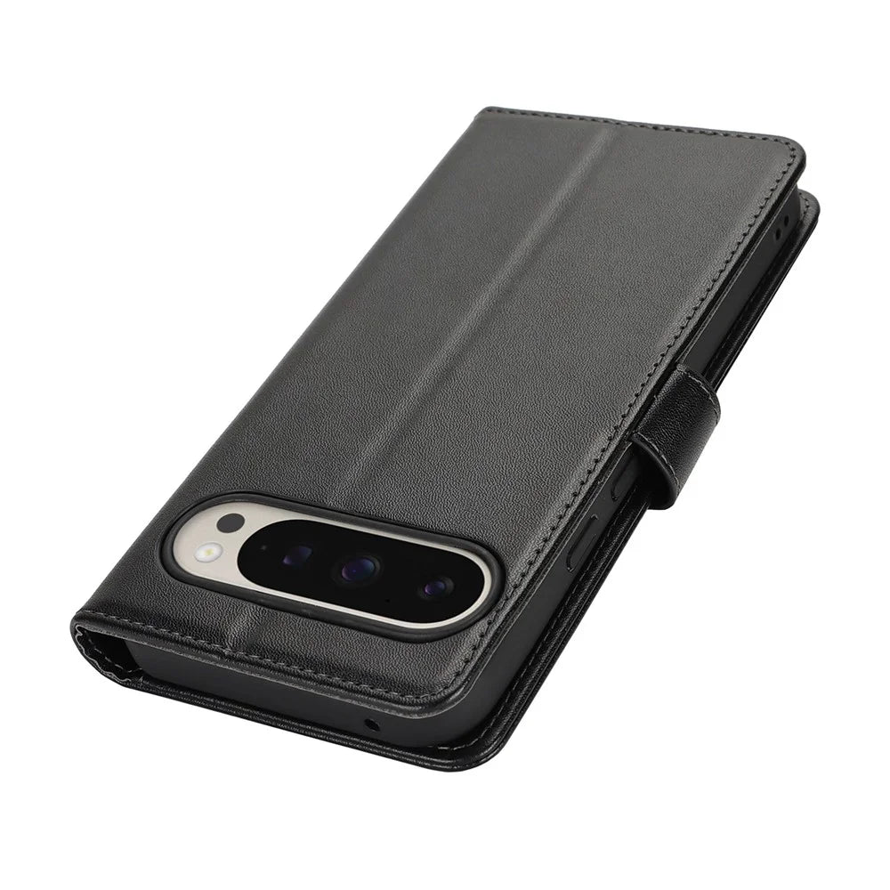 For Google Pixel 9 Pro  /  Pixel 9 Stand Case Shockproof Leather Wallet Phone Cover - Black - 6