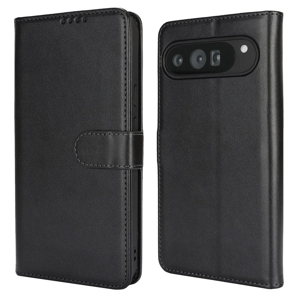 For Google Pixel 9 Pro XL Stand Case Shockproof Leather Wallet Phone Cover - Black - 1