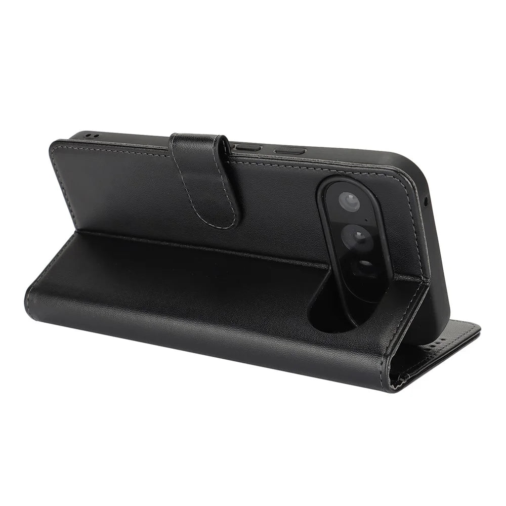 For Google Pixel 9 Pro XL Stand Case Shockproof Leather Wallet Phone Cover - Black - 4