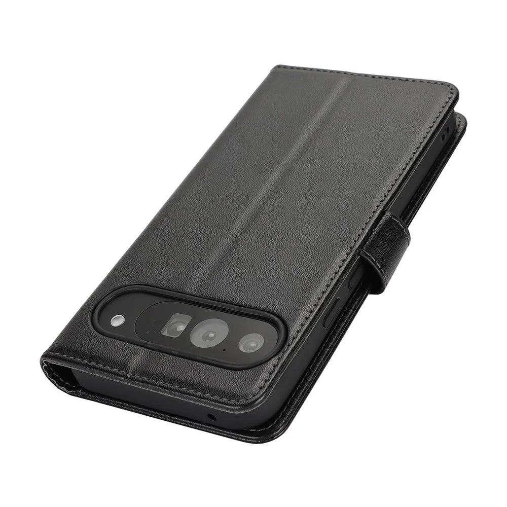 For Google Pixel 9 Pro XL Stand Case Shockproof Leather Wallet Phone Cover - Black - 6