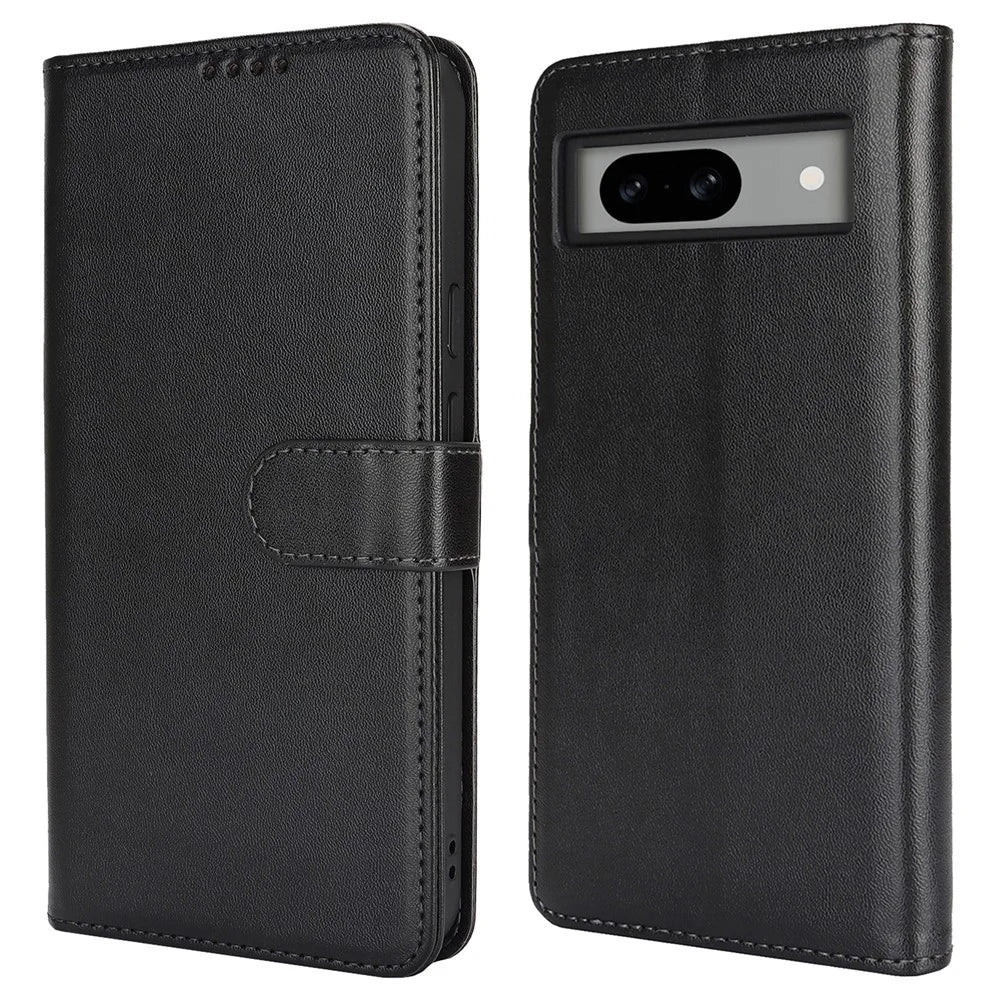 For Google Pixel 8a Stand Case Shockproof Leather Wallet Phone Cover - Black - 1