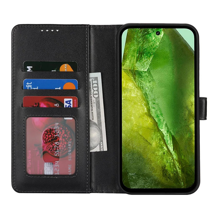 For Google Pixel 8a Stand Case Shockproof Leather Wallet Phone Cover - Black - 2