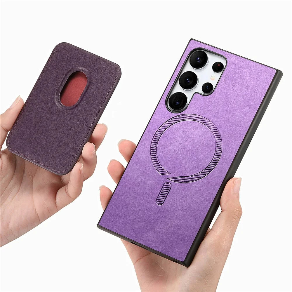 For Samsung Galaxy S26 Ultra Case Detachable Magnetic Card Bag Leather Phone Back Cover - Purple - 5