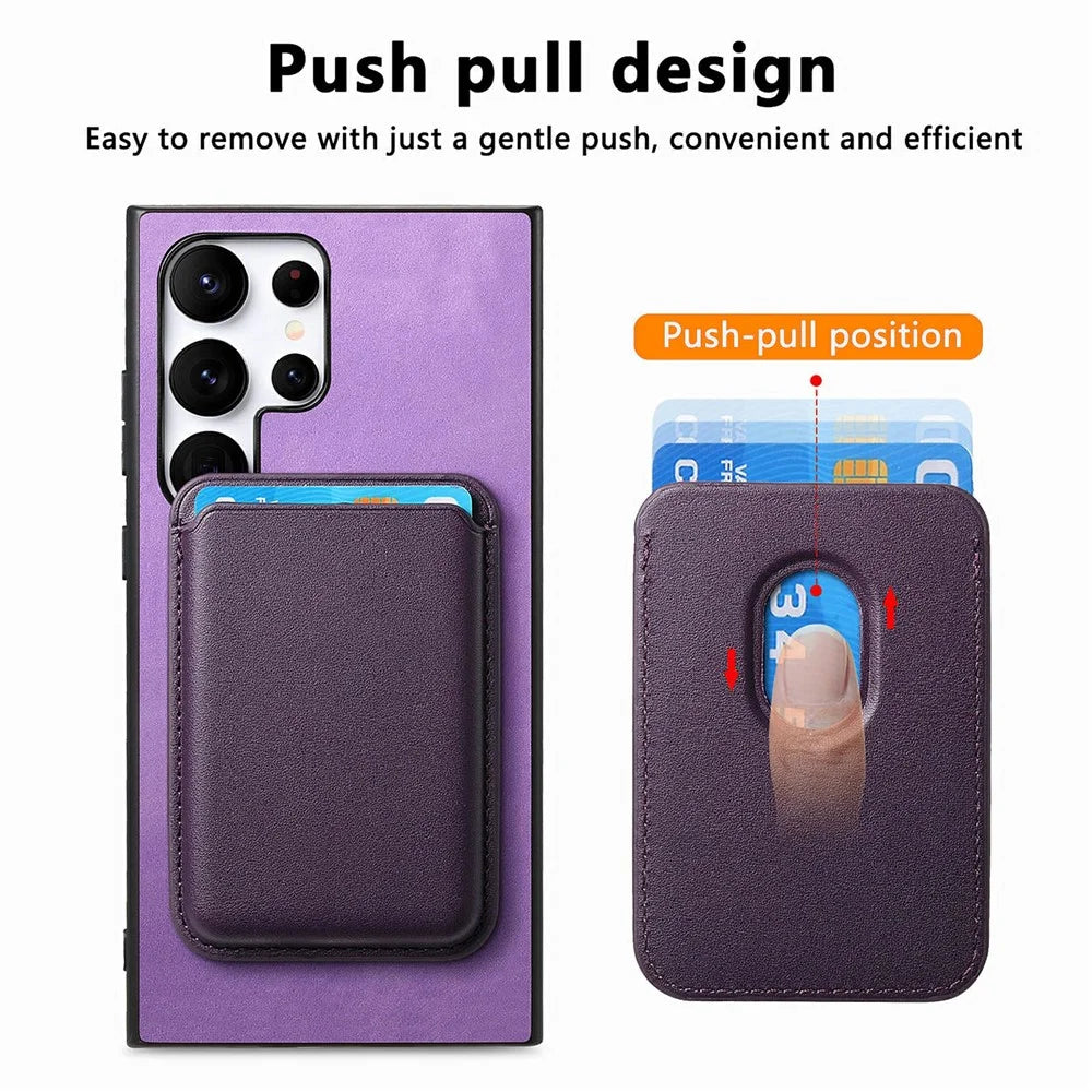 For Samsung Galaxy S26 Ultra Case Detachable Magnetic Card Bag Leather Phone Back Cover - Purple - 7