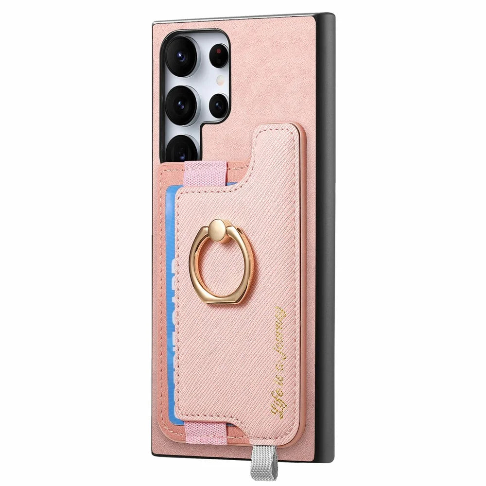 For Samsung Galaxy S26 Ultra Case 2 in 1 Magnetic Detachable Card Holder Leather Back Cover - Pink - 2