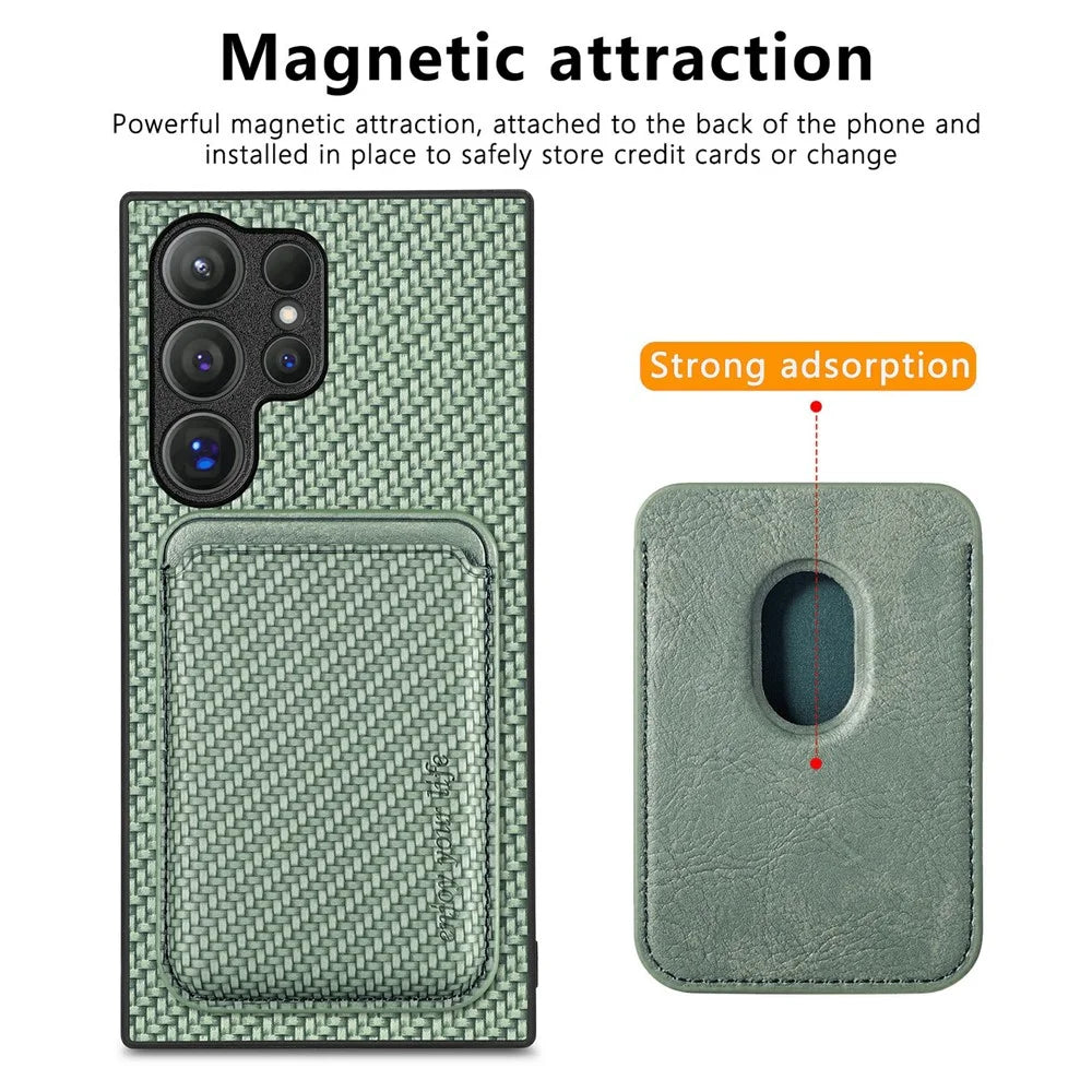 For Samsung Galaxy S26 Ultra Magnetic Case Detachable Card Holder Phone Back Cover - Green - 2