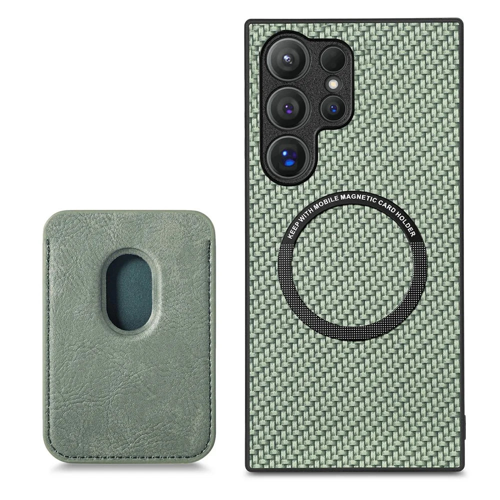 For Samsung Galaxy S26 Ultra Magnetic Case Detachable Card Holder Phone Back Cover - Green - 4