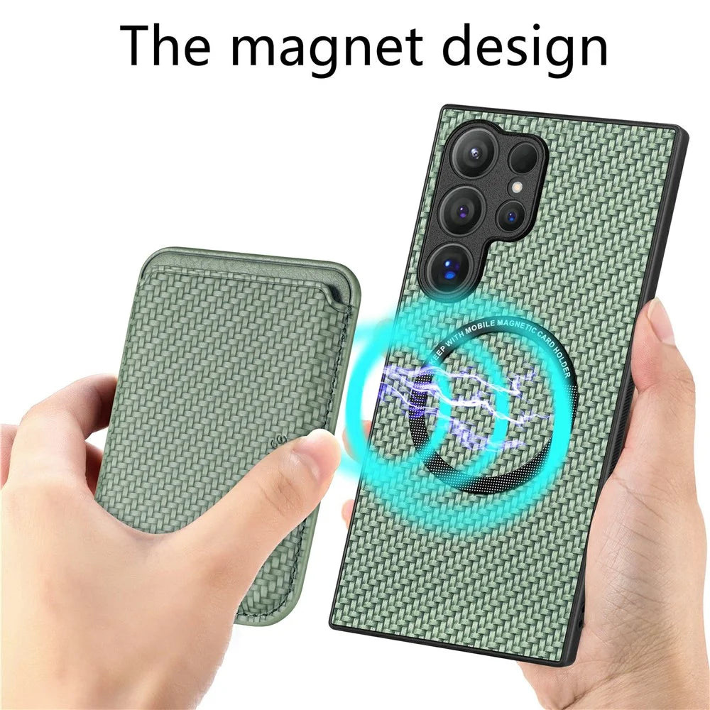 For Samsung Galaxy S26 Ultra Magnetic Case Detachable Card Holder Phone Back Cover - Green - 5
