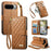 Stand Case For Google Pixel 10 Pro  /  10 Imprint TPU PU Leather Zipper Pocket Wallet Phone Cover with Strap - Brown - 1
