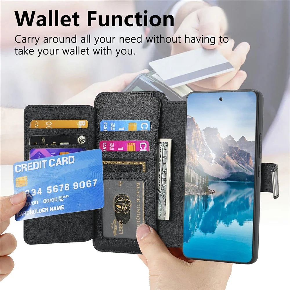 CASENEO MW-02 for vivo V60 5G Case Detachable Magnetic Leather Flip Cover - Black - 3